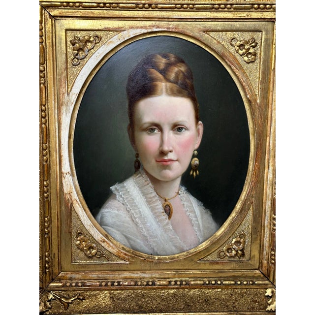 1 Fine Victorian 19th Century Oil Painting Portrait Young Dutch Hague Lady Nobility. Subject portrait of a beautiful young...