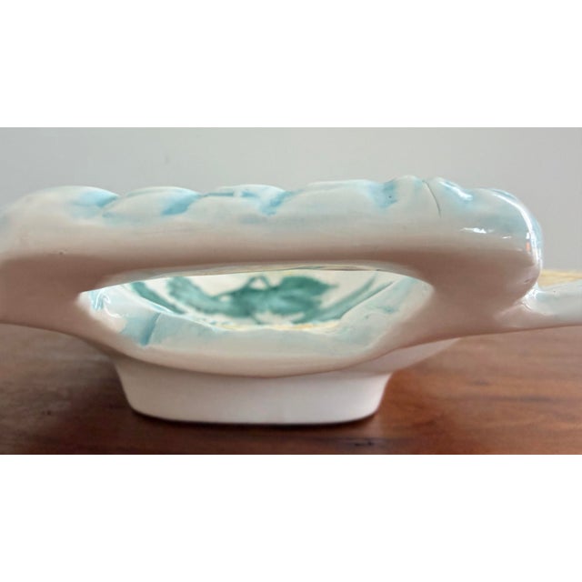 Italian Majolica Decorative Basketweave Platter With Ivy Leaves For Sale - Image 10 of 11