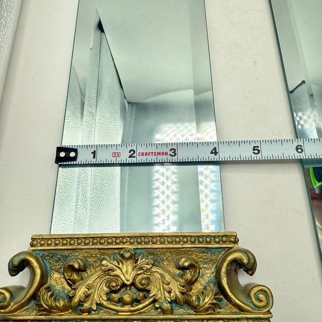 Vintage Architectural Column Wall Mirrors Set of 3 Gold Gilt Beveled Hollywood Regency For Sale - Image 12 of 15