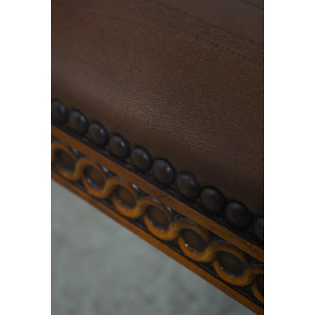 Theodore Alexander Regency Style Mahogany & Leather Window Bench For Sale - Image 11 of 14