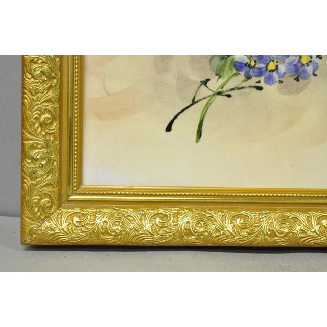 Late 20th Century Mary Wilson French Hand Painted Porcelain Plaque Pink Rose Flower Painting (B) For Sale - Image 9 of 16