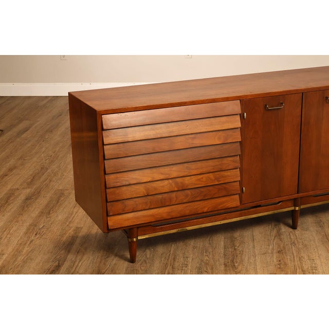 Brown Merton Gershun For American Of Martinsville Mid Century Modern Walnut Lowboy Dresser For Sale - Image 8 of 18
