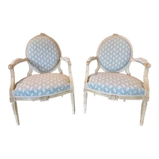 Pair of 19th C. French Louis XVI Armchairs For Sale