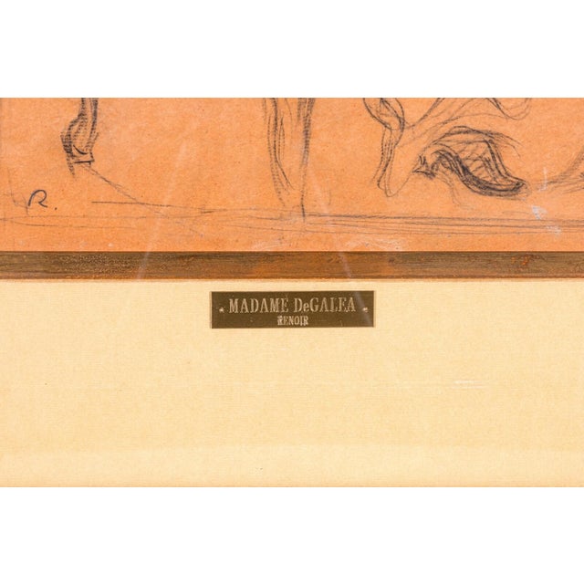 A lovely impressionist portrait graphite drawing on paper titled “Madame de Galéa” by Pierre-Auguste Renoir. Hand signed...