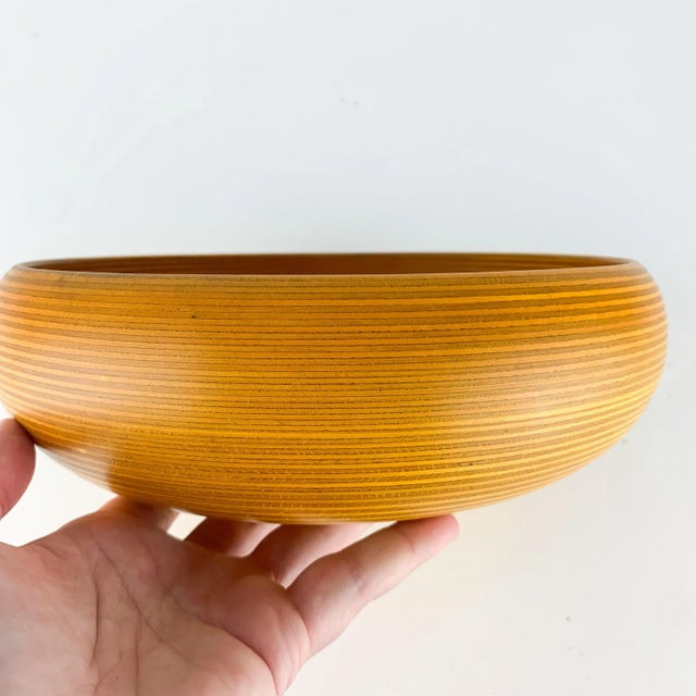 Wood Mid 20th Century Vintage Mid Century Modern Paavo Asikainen Finland Hand Turned Laminated Bowl For Sale - Image 7 of 12