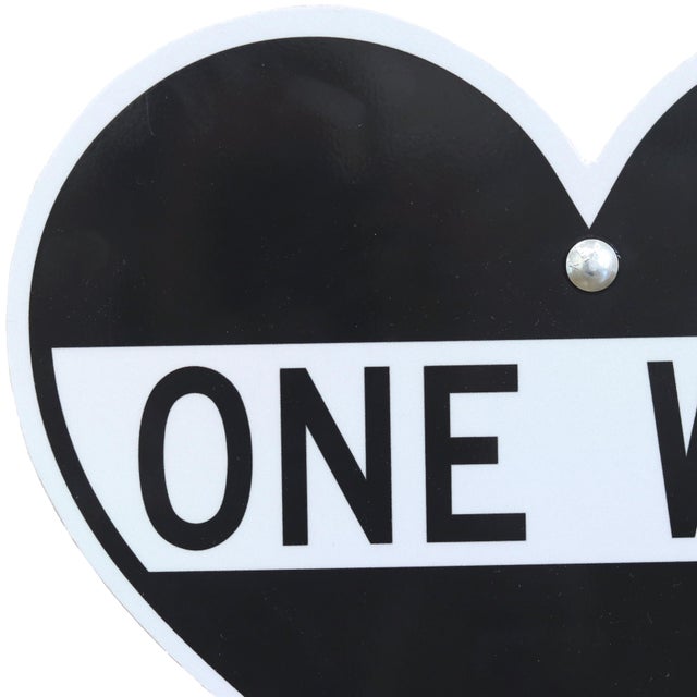 Metal One Way Heart XI - Contemporary Heart Street Sign Art in Vinyl and Steel For Sale - Image 7 of 9