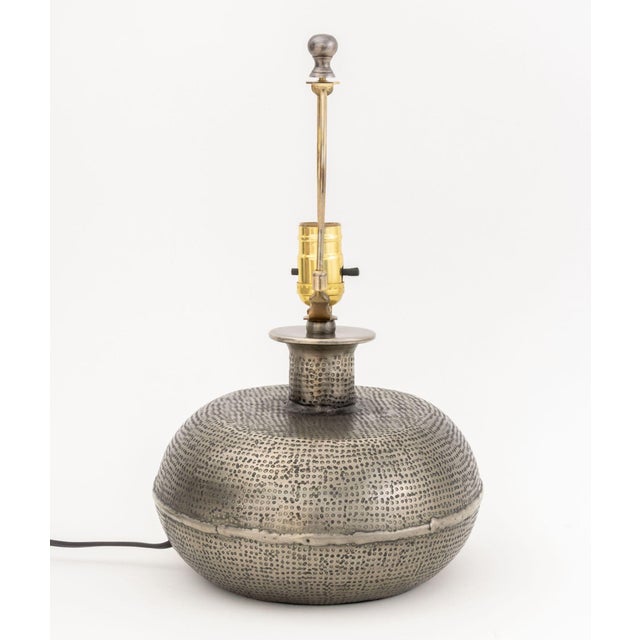 Early 21st Century Modern Oval Silvered Brass Table Lamp For Sale - Image 5 of 6