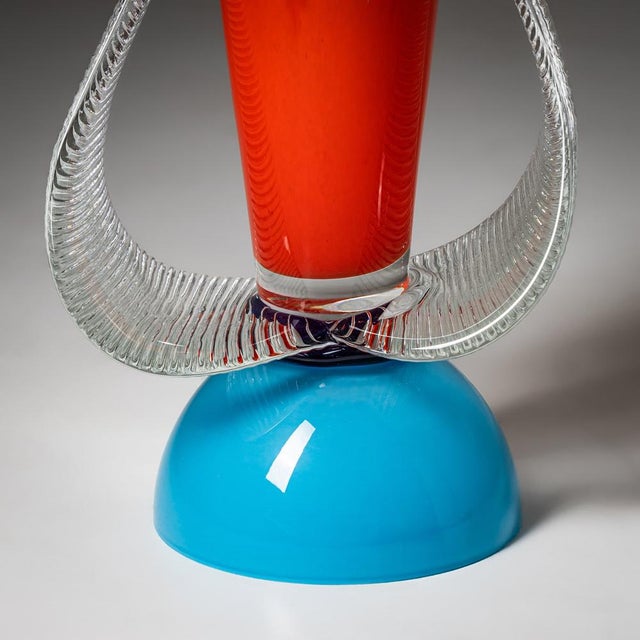 B.A.G. Series Red and Blue Vase from Barovier & Toso For Sale - Image 5 of 10