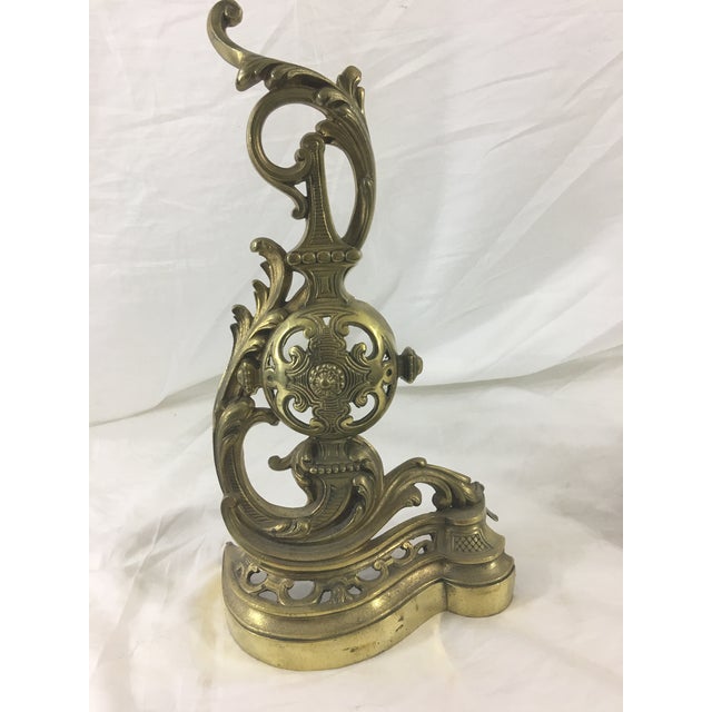 French Provincial 19th Century French Napoleon III Bronze Andirons - a Pair For Sale - Image 3 of 10