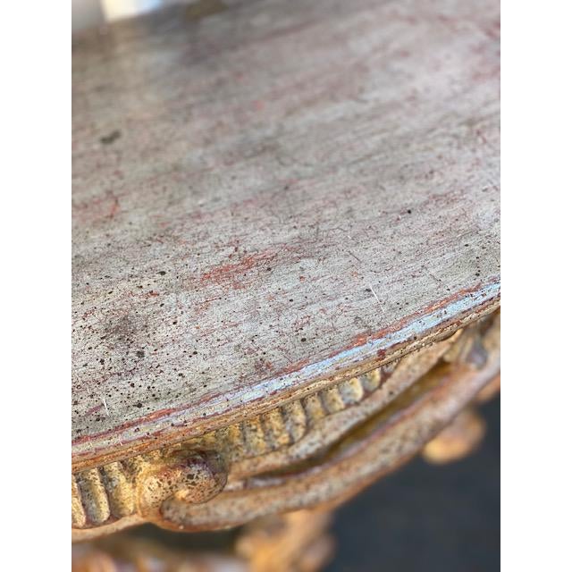 1970s Italian Carved Gilt Wood Wall Mount Console Table For Sale - Image 5 of 7