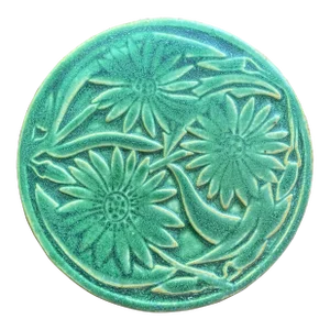 Pewabic Pottery Detroit Green Floral Tile 1995