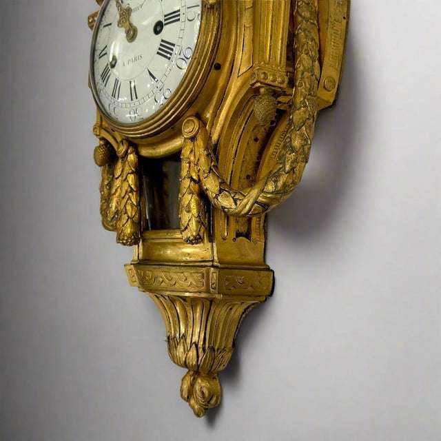 Late 18th Century Cronier Paris Louis XVI Period Gilt Bronze Wall Clock France For Sale In New York - Image 6 of 18