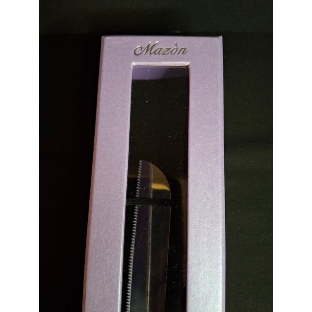 1990s Mazon Sterling Silver .925 Shabbat Challah Knife 13" Serrated Steel in Box Judaica For Sale - Image 16 of 18