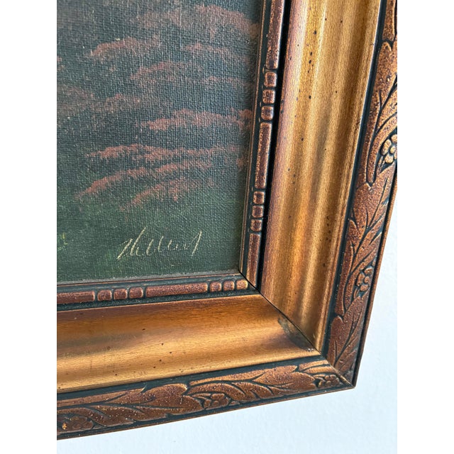 This original vintage landscape oil painting, from around the 1930s, shows a country path leading into a green landscape...