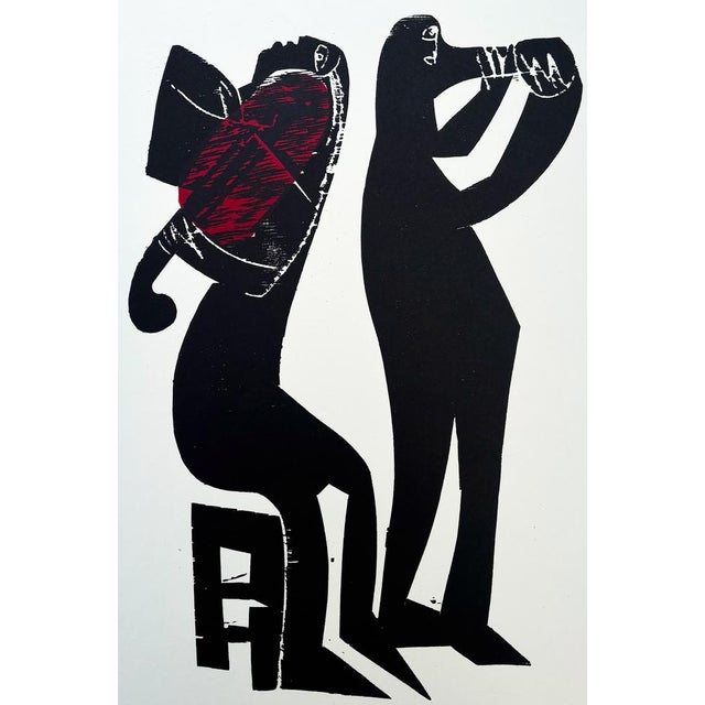 Hap grieshaber (1909-1981) "hommage to k. A. Hartmann" original woodcut from the portfolio "epitaph for karl amadeus...