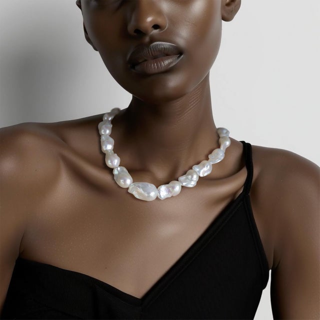 Extra large baroque pearls from Hangzhou. No two are the same shape—some elongated, some nearly round, all irregular. Two...