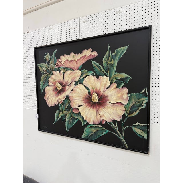 Gorgeous, very large hand painted campus signed by Collins mid-century Excellent condition Very large Painting 50x61 This...