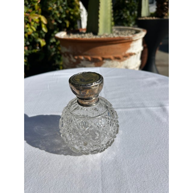 Mid 20th Century Vintage Sterling Silver & Cut Crystal Perfume Bottle For Sale - Image 5 of 13