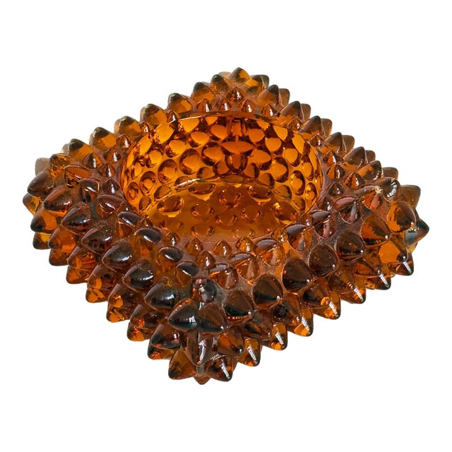1940s Fenton Amber Hobnail Glass Salt Cellar For Sale