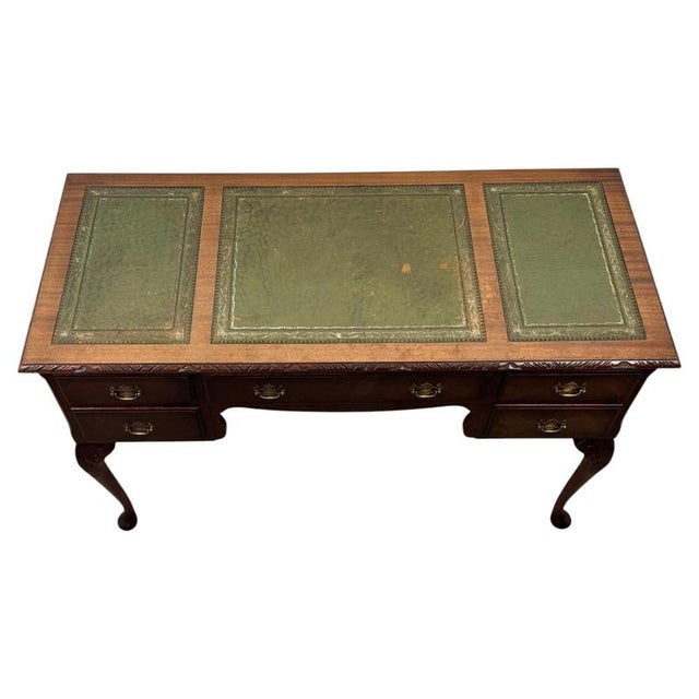 Antique English Mahogany Writing Table, 1920 For Sale - Image 4 of 12