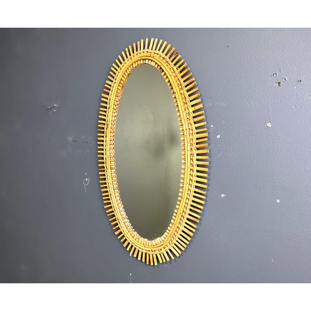 Mid-Century Bamboo Mirror, 1960s For Sale - Image 4 of 9