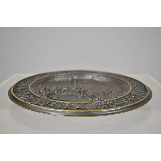 Metal Bronze King Umberto Visiting Cholera Hospital Naples 1884 Dish Wall Plaque For Sale - Image 7 of 10