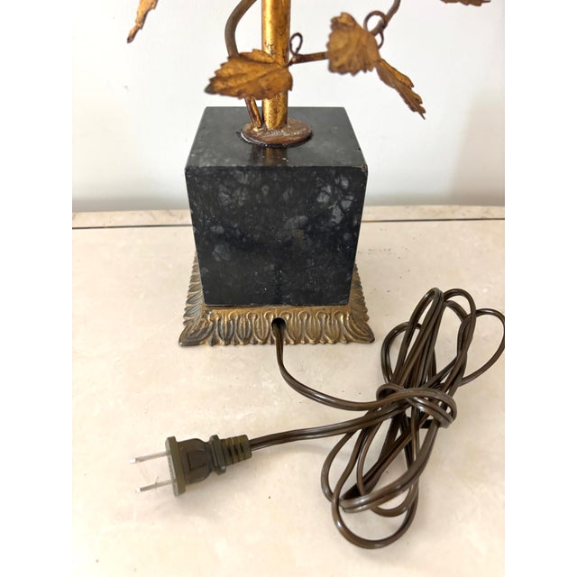 Mid 20th Century Gilt Leaf Boudoir Lamp With Marble Base, Newly Rewired For Sale - Image 13 of 16