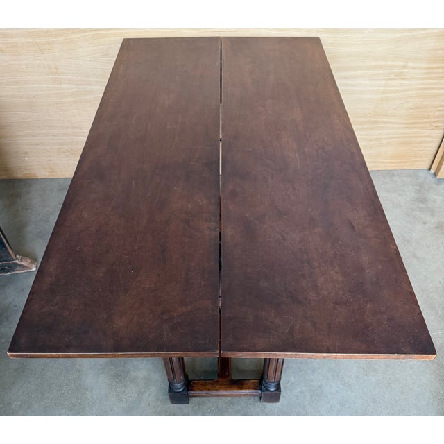 20th Century Spanish Console Fold Out Farm Table With Wood Stretcher For Sale - Image 11 of 14