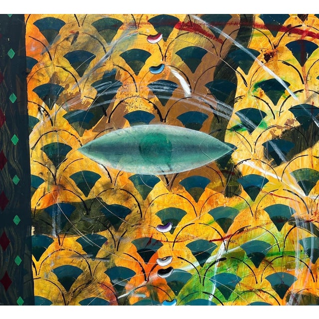 Yuval Shaul, Large Israeli Abstract Pattern & Decoration Oil Painting Yuval Shaul Steel Frame For Sale - Image 12 of 13