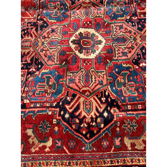 Large Hand Knotted Antique Persian Heriz Rug For Sale - Image 4 of 13