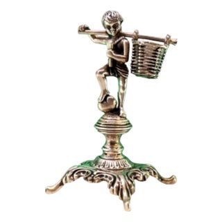 Silver Toothpick Holder with Applications and Four Feet For Sale