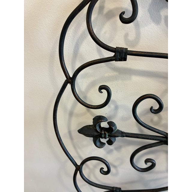 Large Wrought Metal Fleur-De-Lis Wall Bracket For Sale - Image 9 of 11