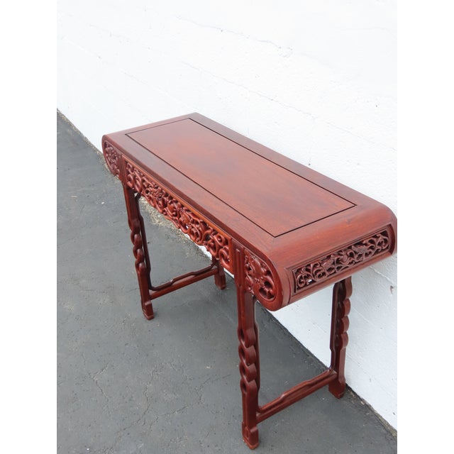 Chinese High Relief Solid Wood Altar Console Entry Table With Dragons Motif 6560 For Sale - Image 9 of 18