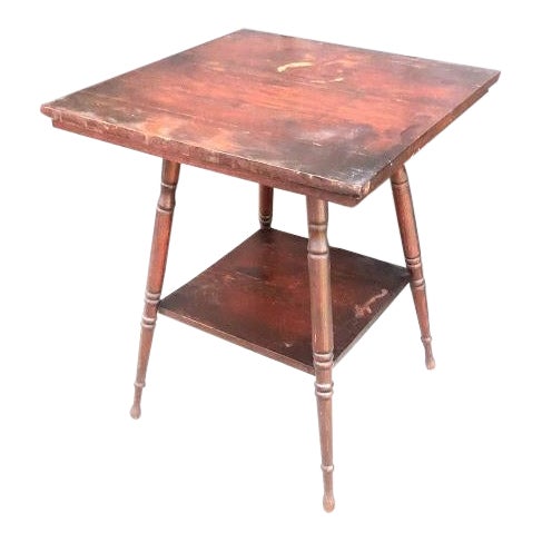Antique 2 Tier Turned Leg Square Side Table Chairish