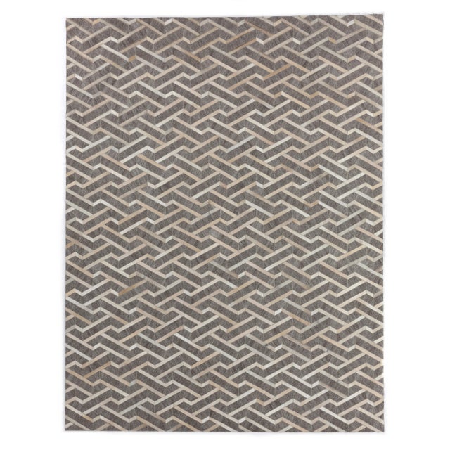 Dover Patchwork Leather/Viscose Beige/Ivory Rug - 9'6"x13'6" For Sale - Image 10 of 10