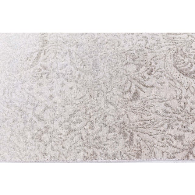 Modern Contemporary Damask Tonal Arabesque Gray With Taupe Silk Carpet "Hush" For Sale - Image 3 of 11