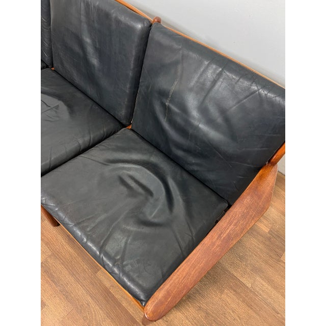 C. 1960s Svend Aage Eriksen for Glostrup Danish Teak & Leather Three Seat Sofa For Sale - Image 9 of 11