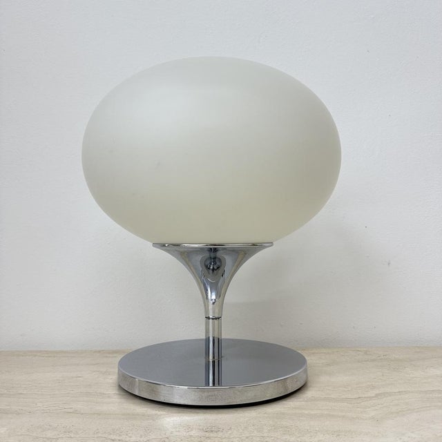 Space Age Opaline Glass, Chromed Steel and Cast Iron Lamp from Kaiser Leuchten, 1970s For Sale - Image 15 of 18