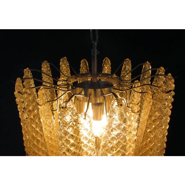 Vintage Italian Murano Glass Ceiling Lamp with 41 Amber Glass Petals, 1981 For Sale - Image 12 of 18