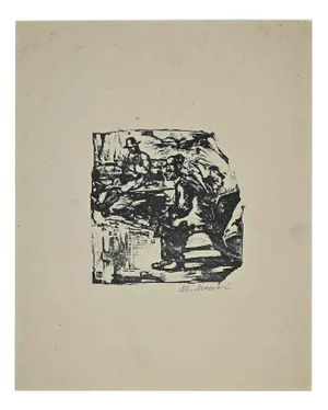 Mino Maccari, Historical Scene, Original Woodcut Print, Mid, 20th-Century