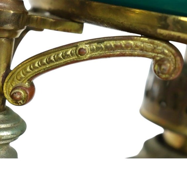 Late 19th Century Victorian Silvered Cornucopia Student Lamp With Emerald Shade For Sale - Image 11 of 12