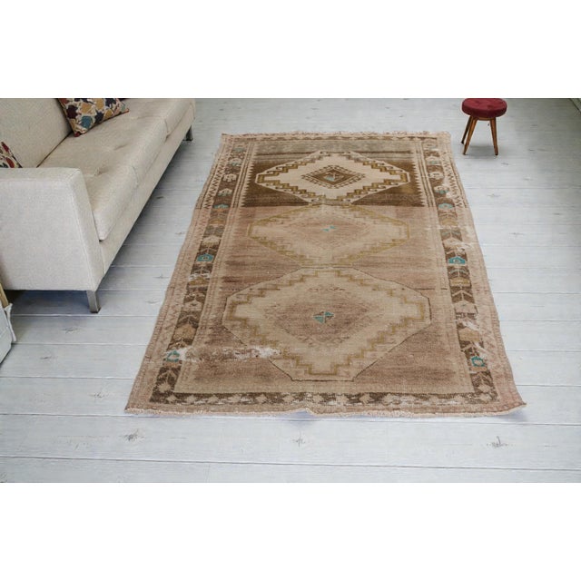 Brown Vintage Floor Rug For Sale - Image 9 of 10