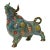 Vintage Metal Turquoise Blue Enamel Cloisonné Ox Figurine For Sale