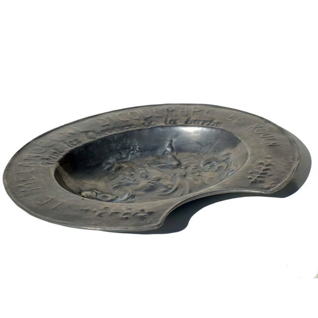 Antique French Pewter Barber Shaving Bowl For Sale - Image 5 of 6