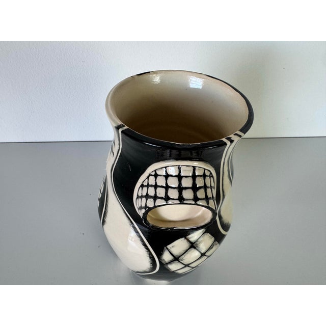 1980s Vintage Handcrafted and Painted Artistic Studio Pottery Vase, Signed For Sale - Image 4 of 12