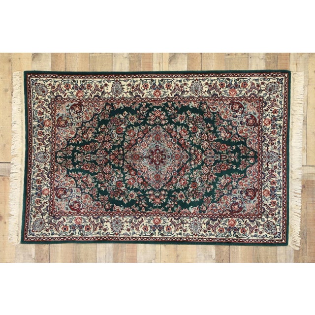Dark Green Vintage Green Persian Tabriz Chinese Rug - 04'00 X 06'02 For Sale - Image 8 of 9