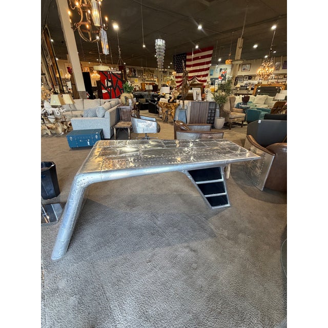 2000 - 2009 Restoration Hardware Aviator Aluminum Desk For Sale - Image 5 of 8