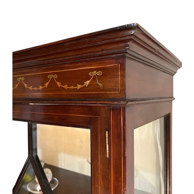 Traditional Edwardian Mahogany Vitrine Cabinet For Sale - Image 3 of 12