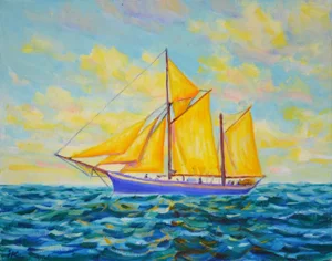 Sailboat 19.Modern Original Hand Painting.