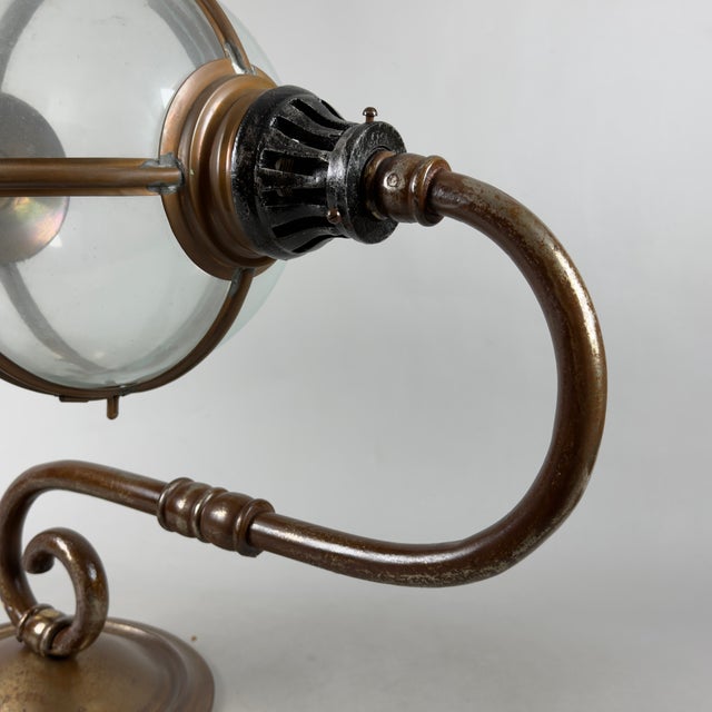 Metal Large Brass Wall Lantern with Glass Sphere, 20th Century For Sale - Image 7 of 11